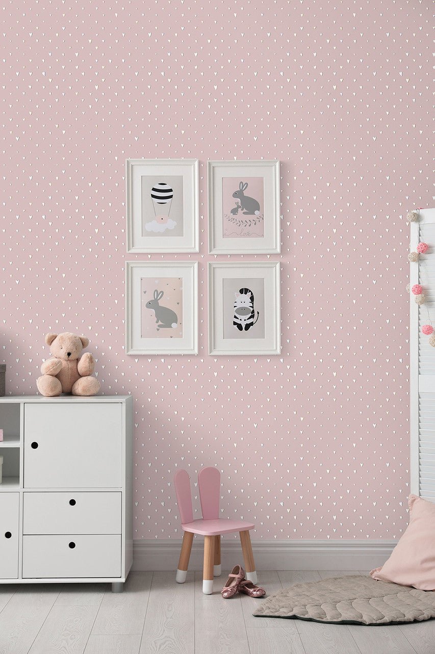 Hearts Great Kids Wallpaper - Rose - Hohenberger - 26817 - Premier Wallcovering