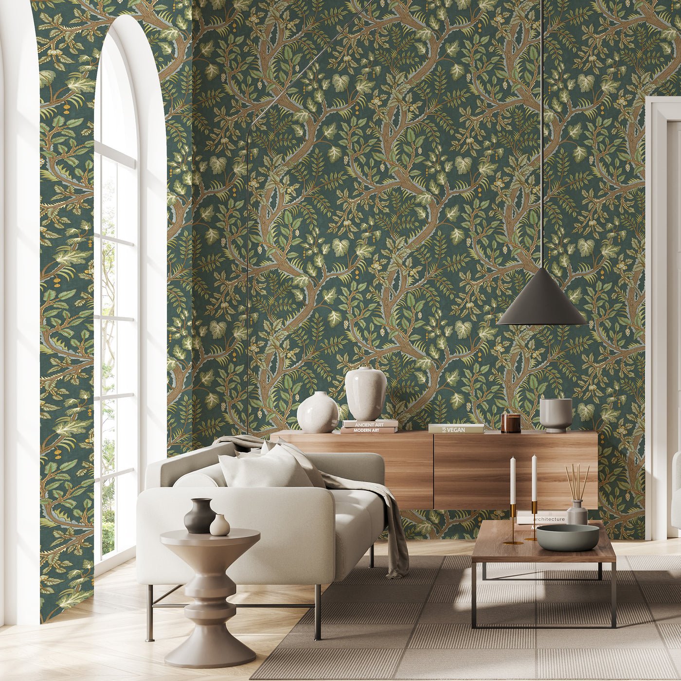 Hedgerow Wallpaper - Teal - Josephine Munsey - JMW-103601 - Premier Wallcovering
