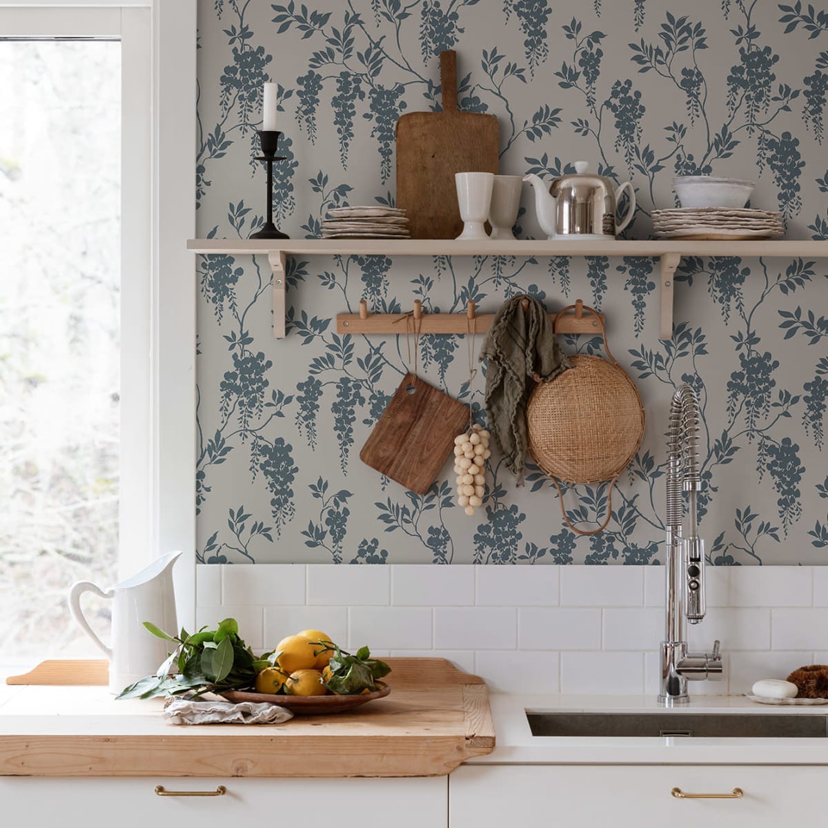 Hedvig Wallpaper - Petrol - Sandberg - 833-56 - Premier Wallcovering