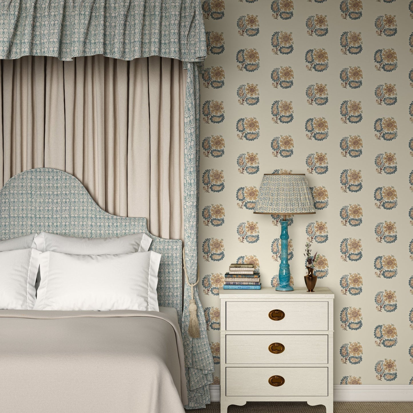 Helena Wallpaper - Indigo - Penny Morrison - HELENA-INDIGO - Premier Wallcovering