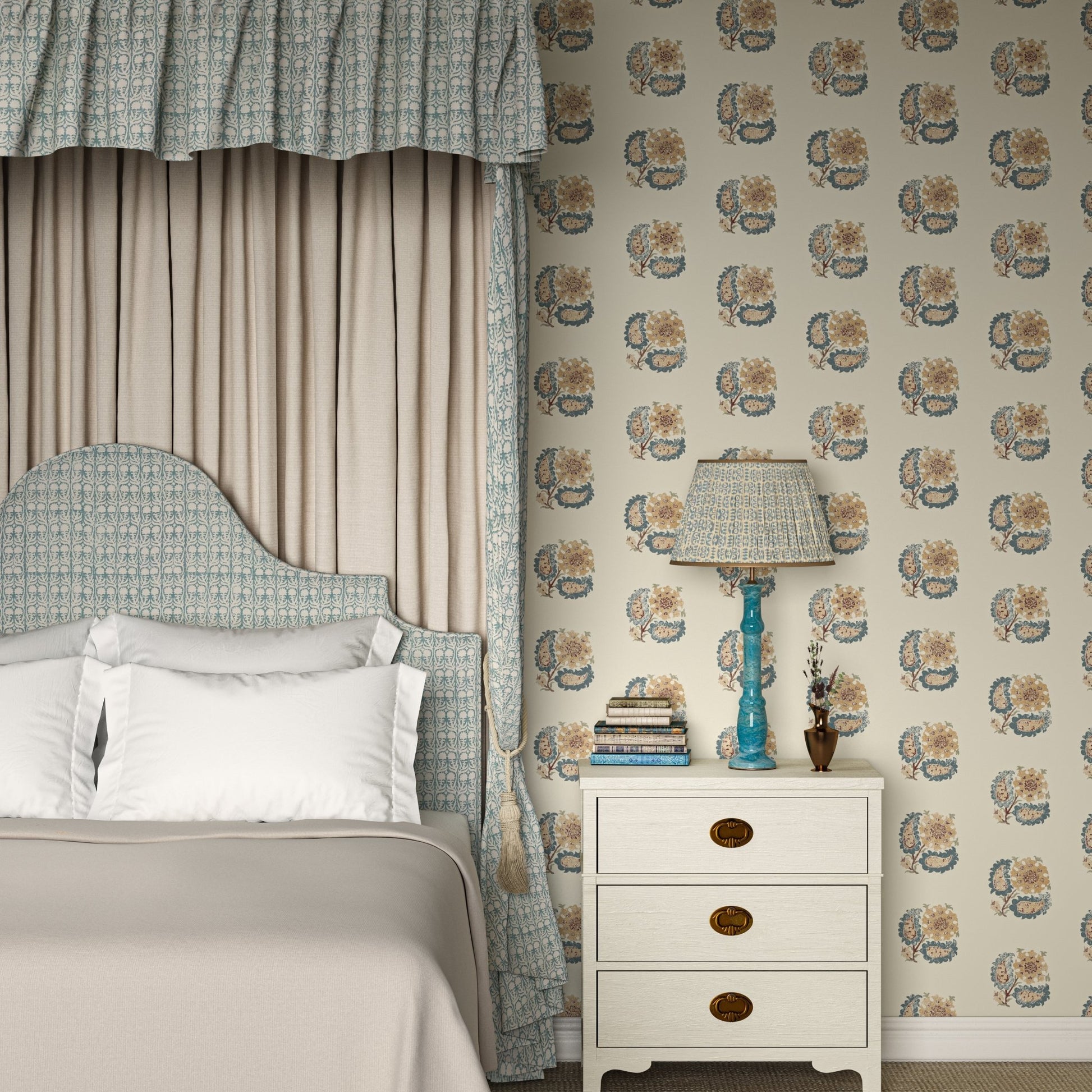 Helena Wallpaper - Indigo - Penny Morrison - HELENA-INDIGO - Premier Wallcovering