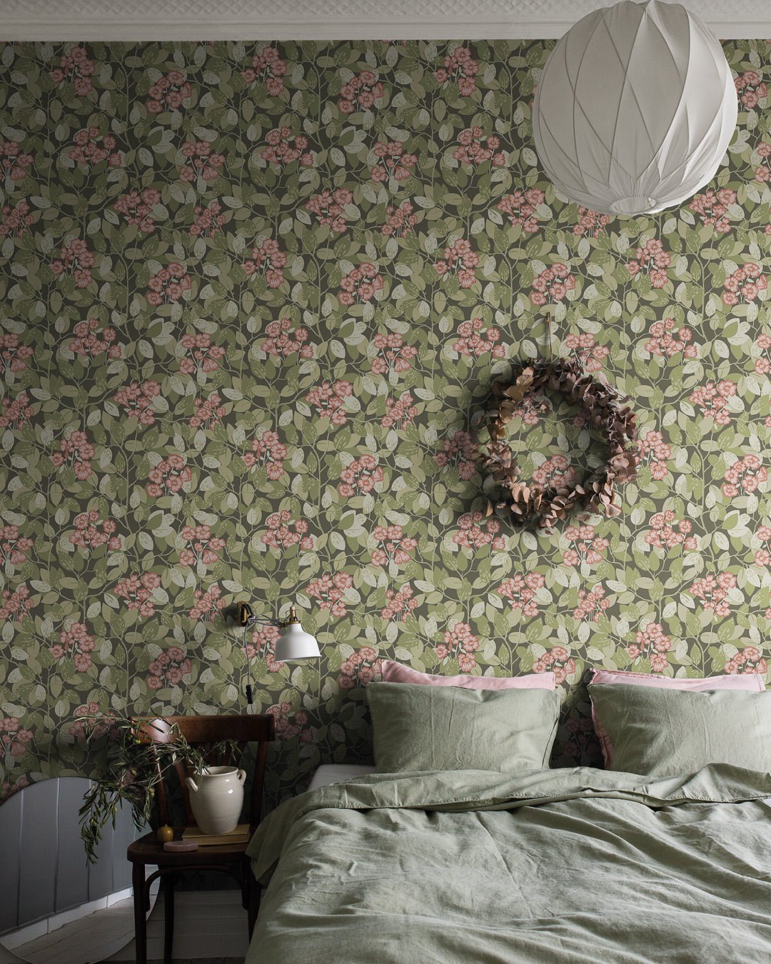 Henni Wallpaper - Green / Pink - Midbec - 55017 - Premier Wallcovering