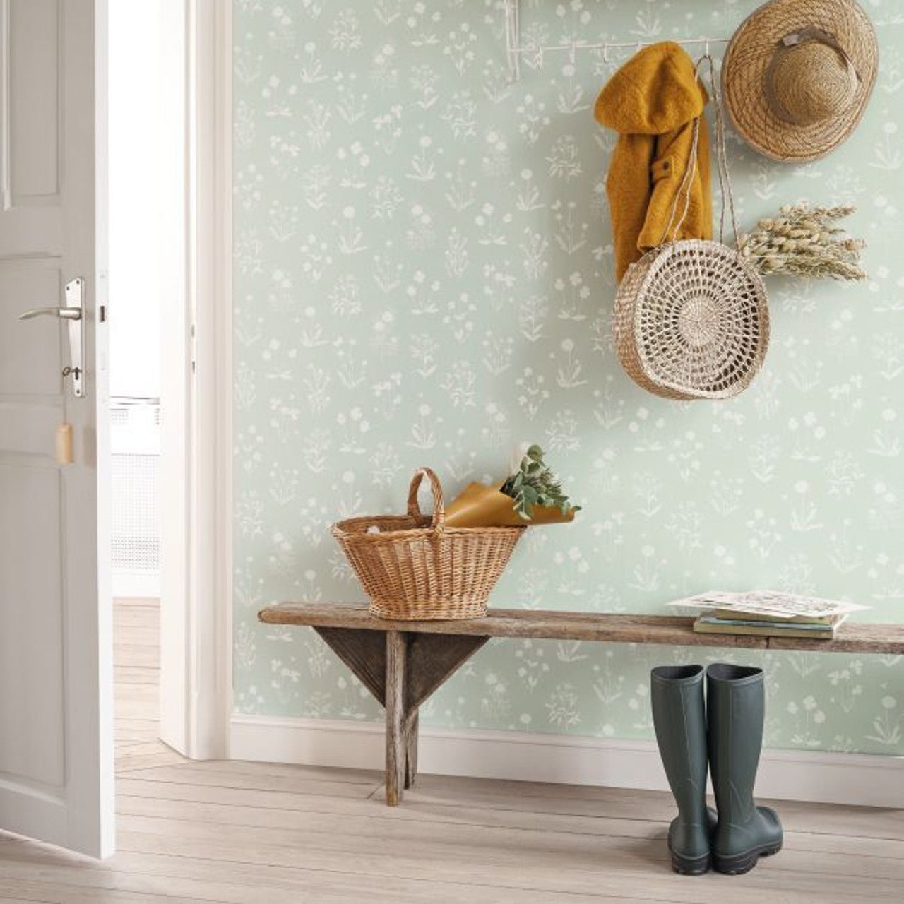 Herbier Gardens Wallpaper - Vert Aloe - Casadeco - 87627045 - Premier Wallcovering