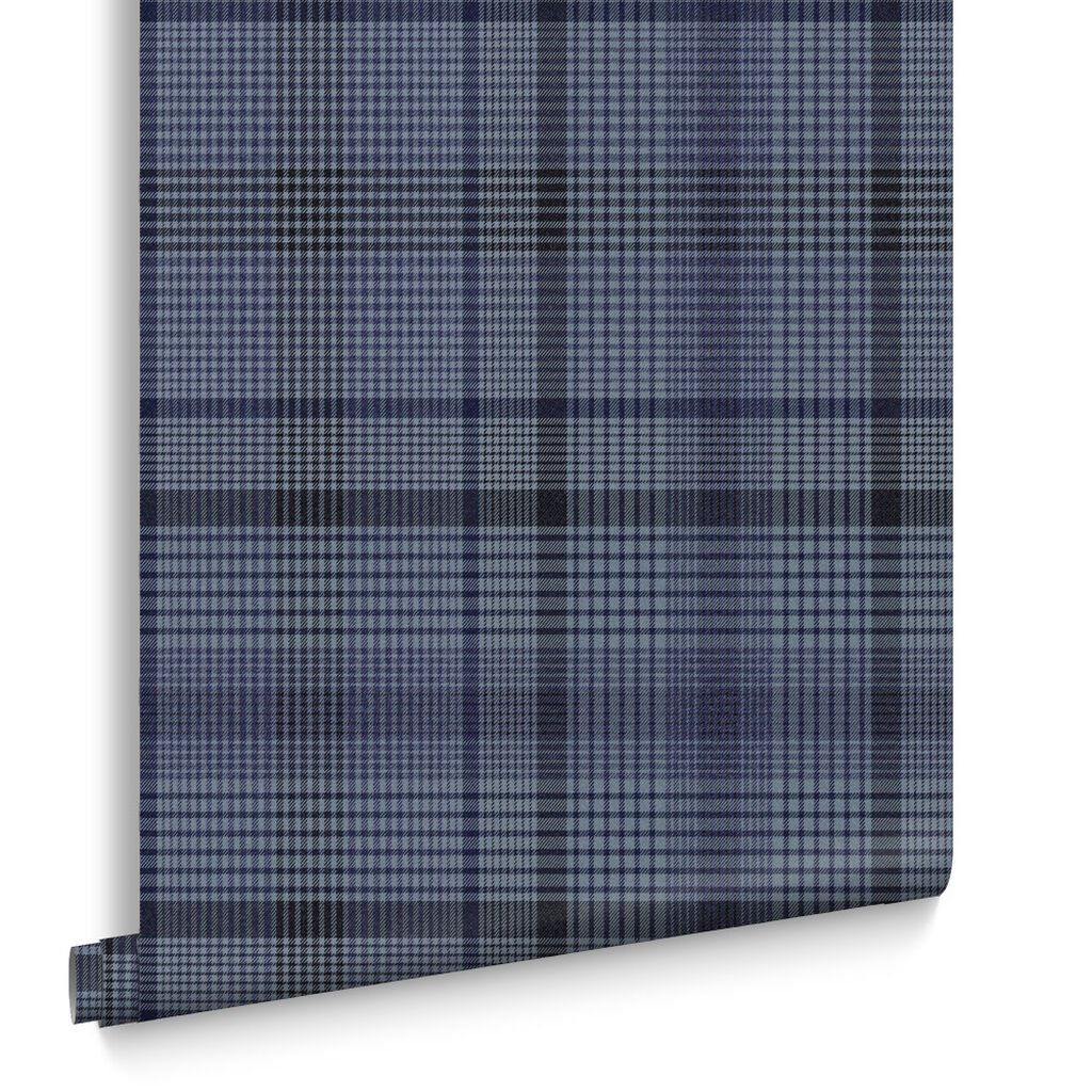 Heritage Plaid Wallpaper - Blue - Graham & Brown - 107595 - Premier Wallcovering