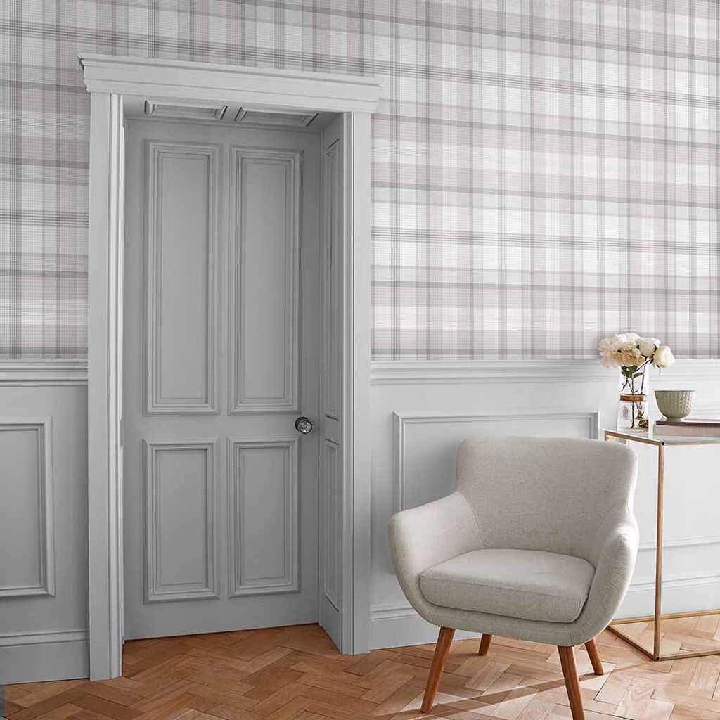 Heritage Plaid Wallpaper - Grey - Graham & Brown - 107594 - Premier Wallcovering