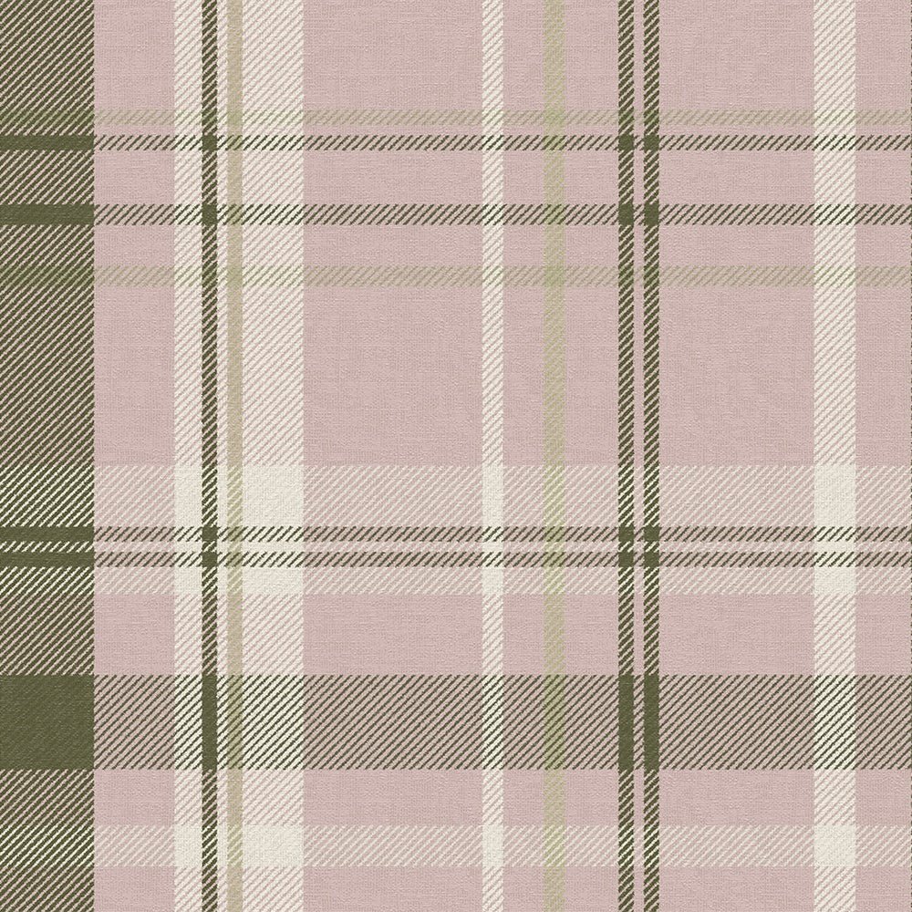 Heritage Tartan Wallpaper - Vintage Rose and Sage - LAN100080 - Lucie Annabel - Premier Wallcovering