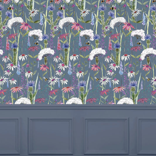 Hermione Wallpaper - Indigo - Voyage Maison - HERMION/WPO/IND - Premier Wallcovering