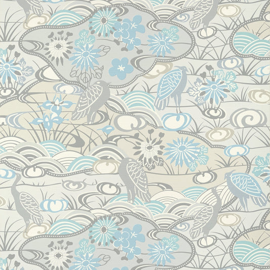 Heron Stream Wallpaper - Soft Blue - Thibaut - T13330 - Premier Wallcovering