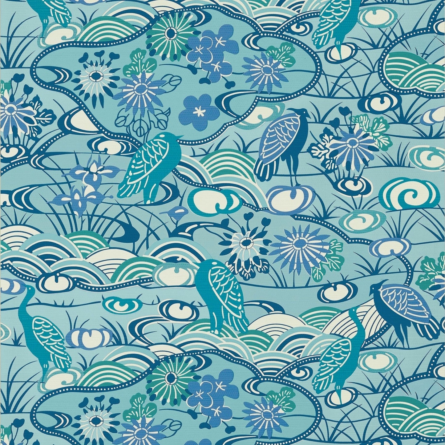 Heron Stream Wallpaper - Turquoise - Thibaut - T13333 - Premier Wallcovering