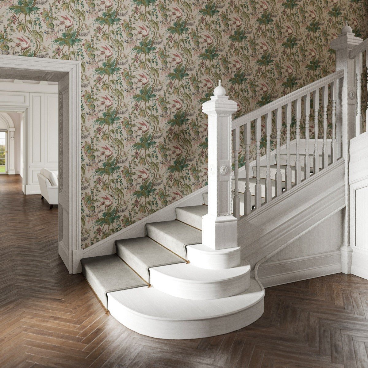 Herons Wallpaper - Stone - Warner House - Premier Wallcovering