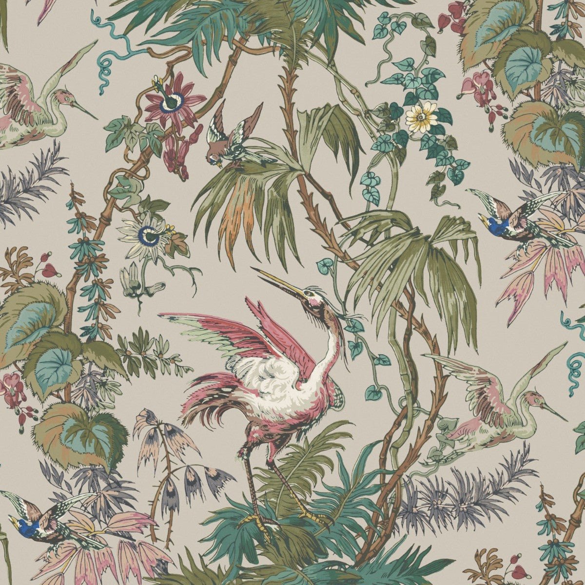 Herons Wallpaper - Stone - Warner House - Premier Wallcovering