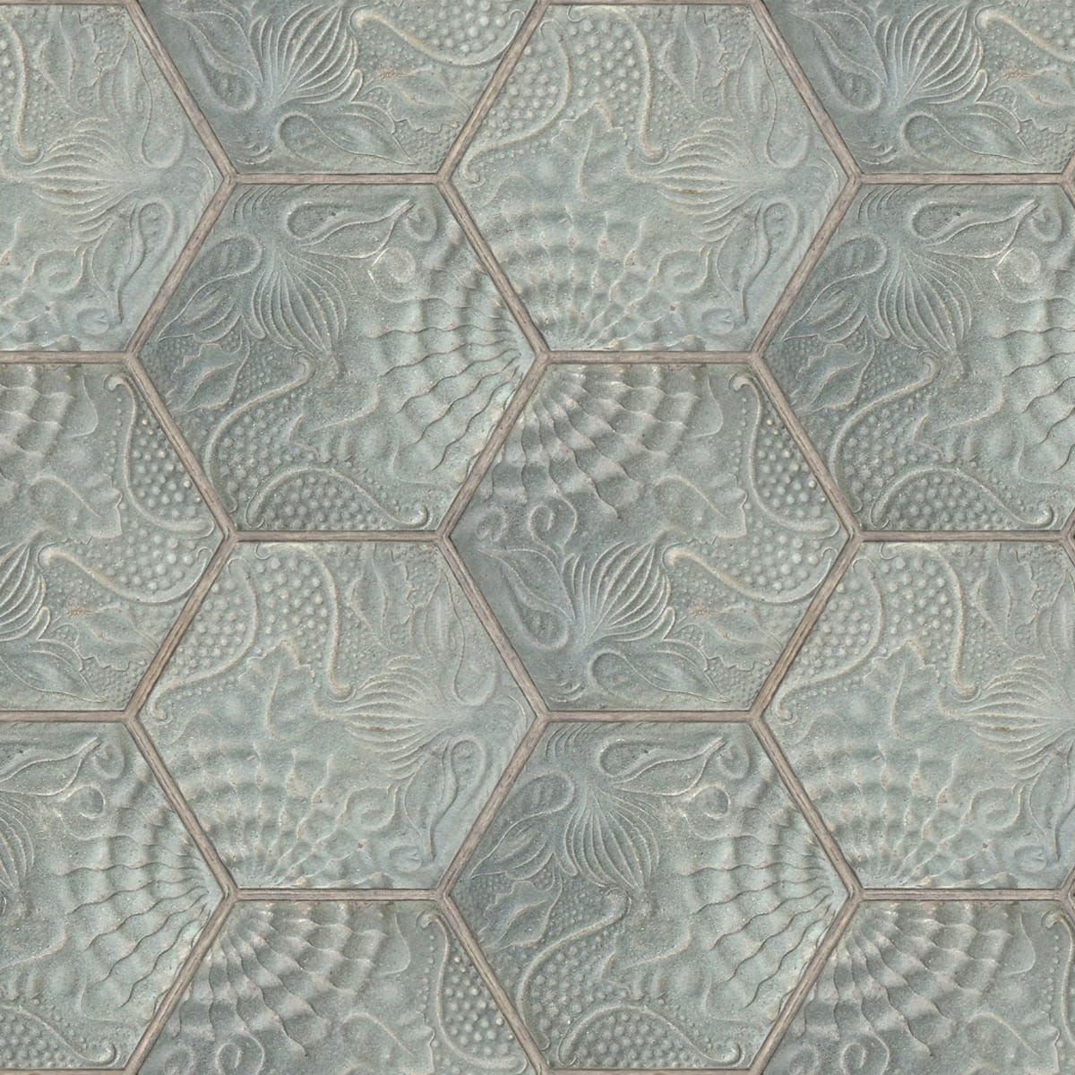 Hexagon Tiles Wallpaper - Jade - Rebel Walls - R18526 - Premier Wallcovering