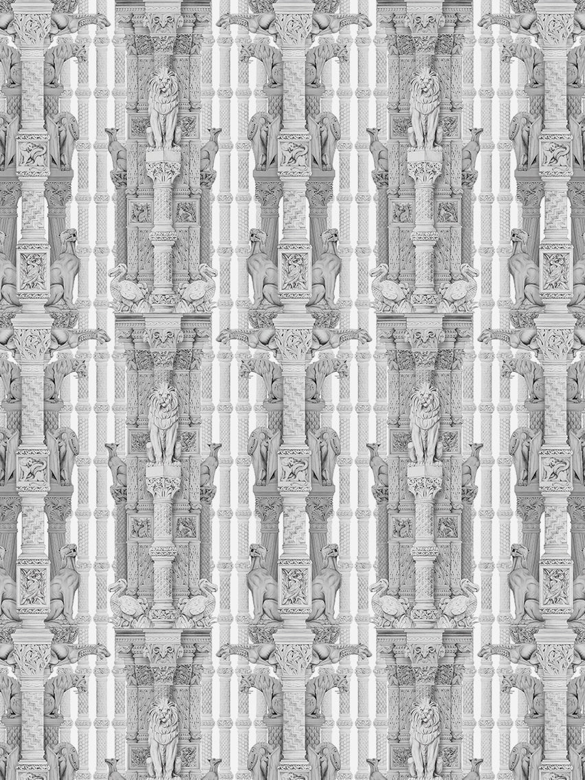 Hierarchy Wallpaper - Pencil Grey - Divine Savages - DVS041-HIE-PEN-WS - Premier Wallcovering