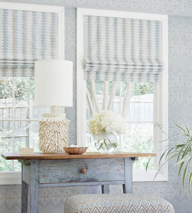 High Plains Wallpaper - Navy & White - Thibaut - T13231 - Premier Wallcovering