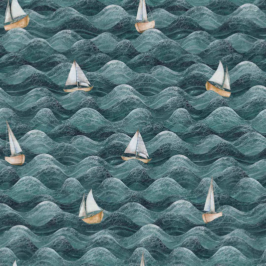 High Tide Wallpaper - Teal - LAN100300 - Lucie Annabel - Premier Wallcovering