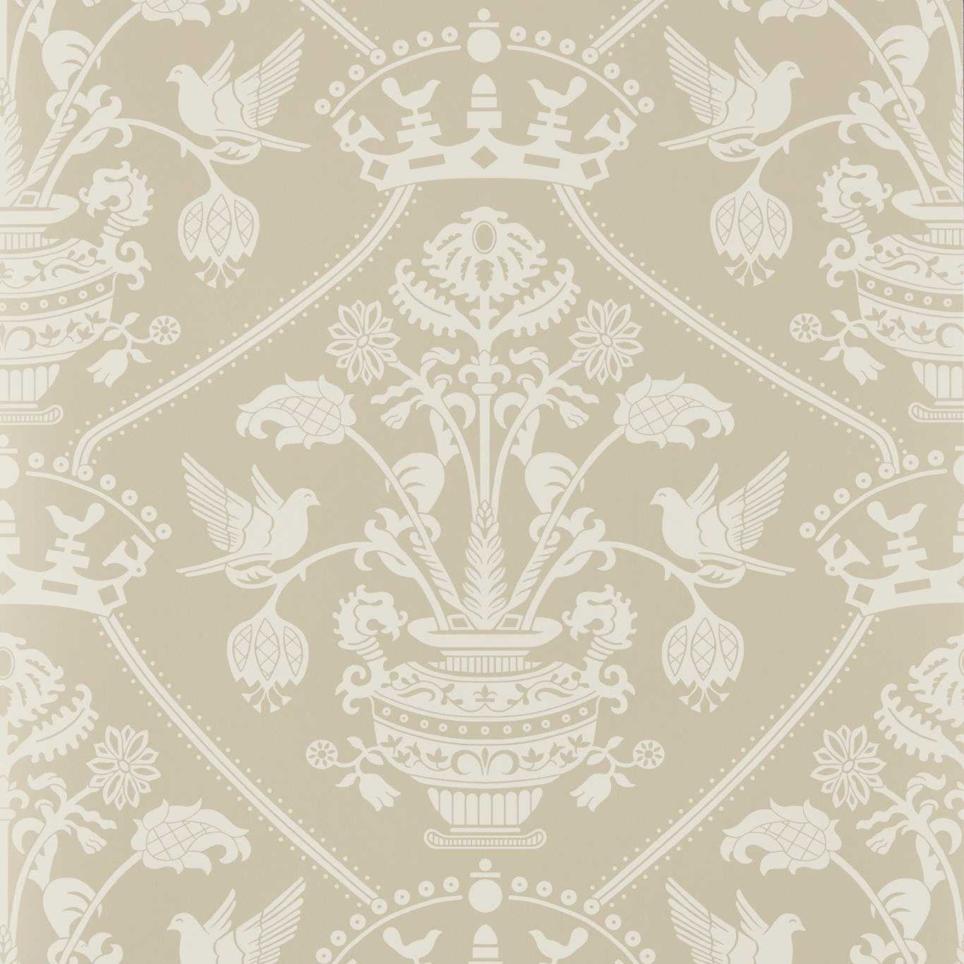 Highgrove Damask Wallpaper - Gritstone - Sanderson - DHIP217503 - Premier Wallcovering