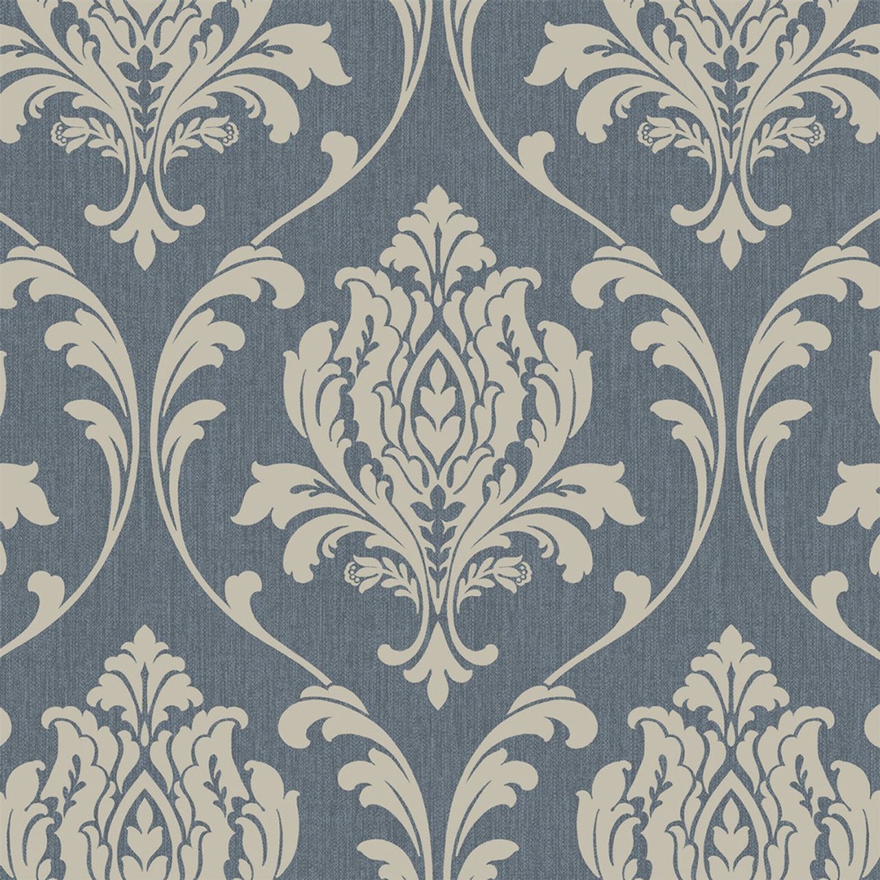 Highgrove Damask Wallpaper - Gold & Navy - Rasch - 274997 - Premier Wallcovering