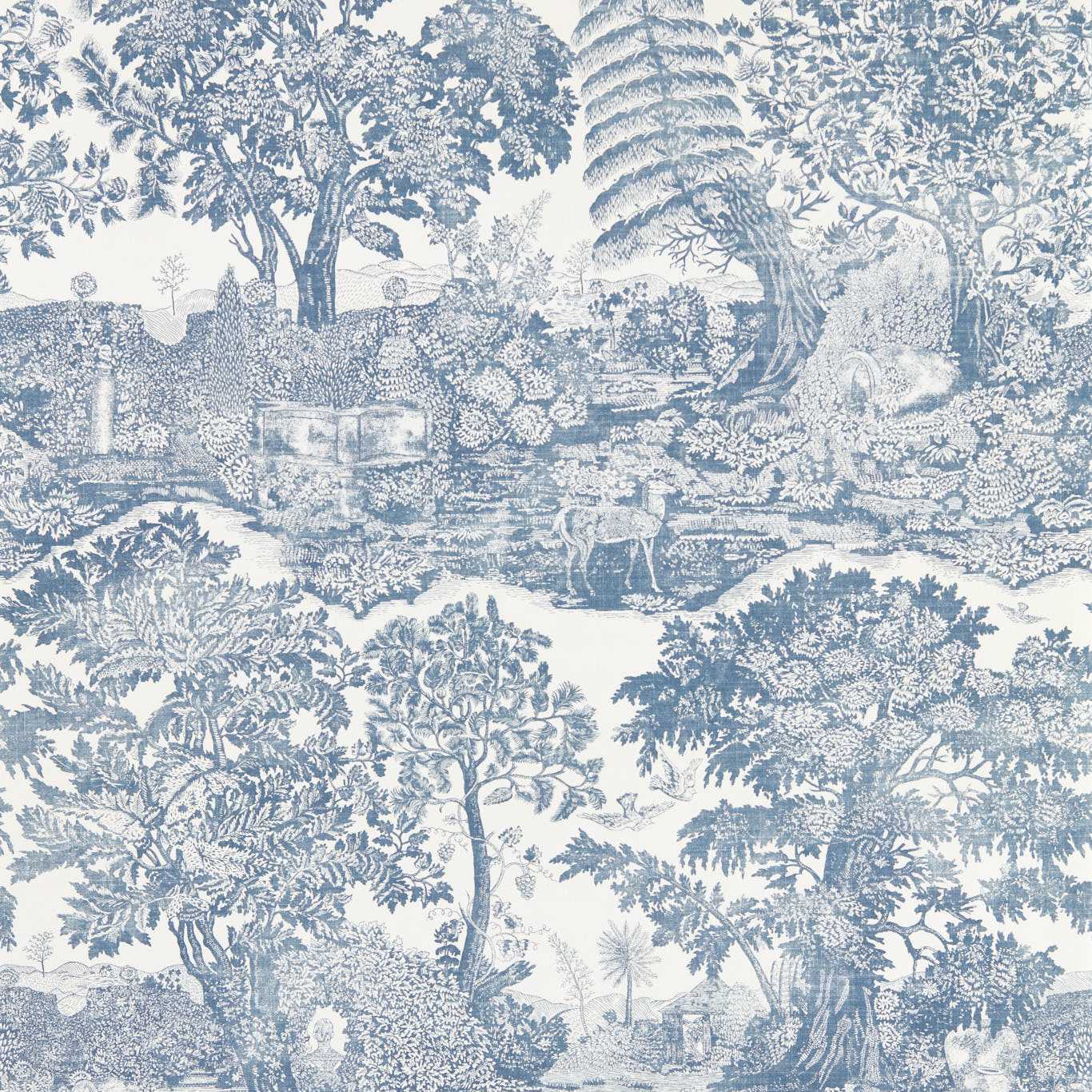 Highgrove Toile Wallpaper - Tetbury Blue - Sanderson - DHIP217480 - Premier Wallcovering