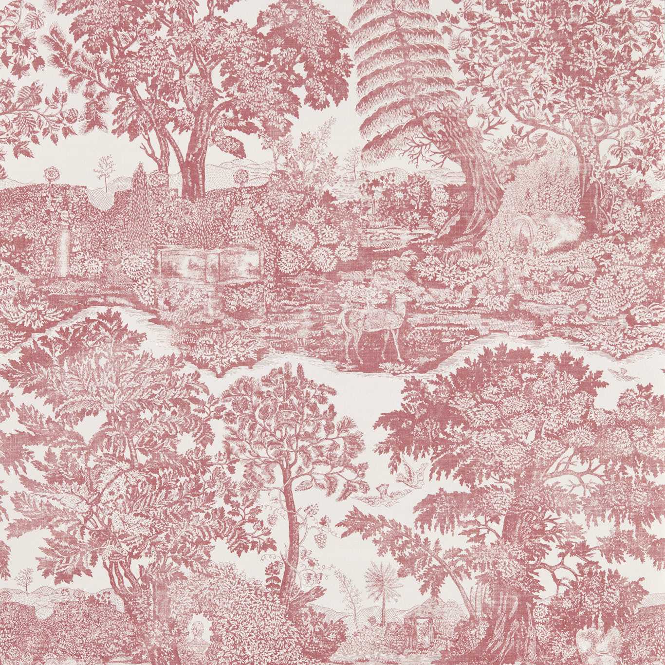 Highgrove Toile Wallpaper - Madder Rose - Sanderson - DHIP217505 - Premier Wallcovering