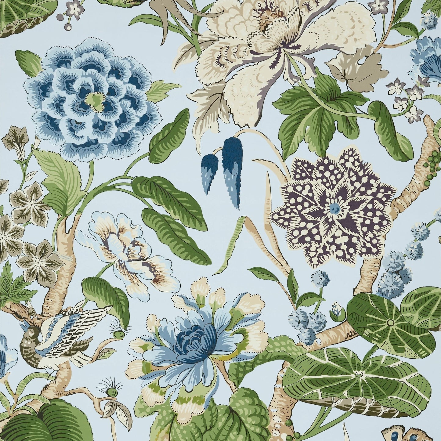 Hill Garden Wallpaper - Spa Blue - Thibaut - T13654 - Premier Wallcovering