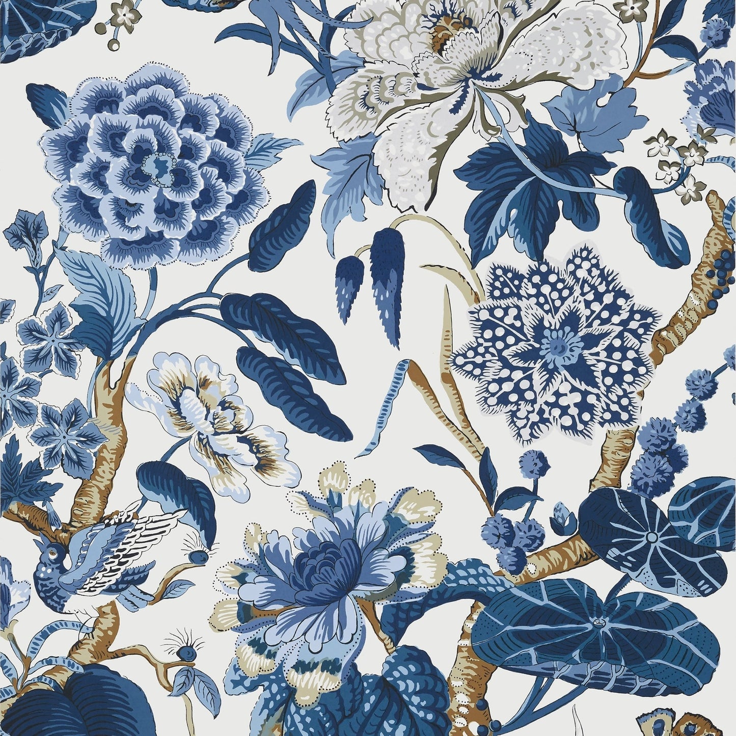 Hill Garden Wallpaper - Blue & White - Thibaut - T13659 - Premier Wallcovering