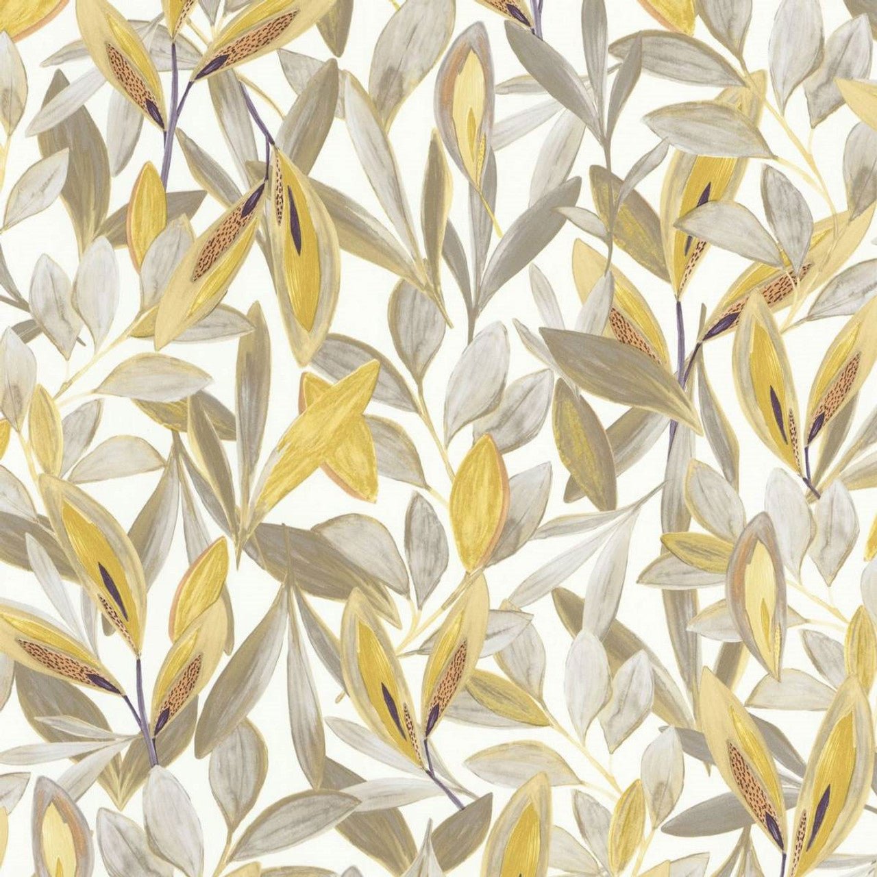Hojas Nicaragua Wallpaper - Taupe And Blanc - Casadeco - 85971026 - Premier Wallcovering