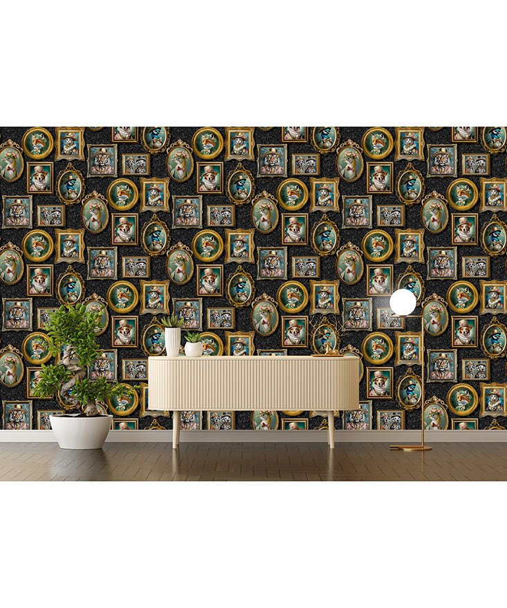 Holden Regal Beasts Wallpaper - Charcoal - Holden Décor - 13790 - Premier Wallcovering