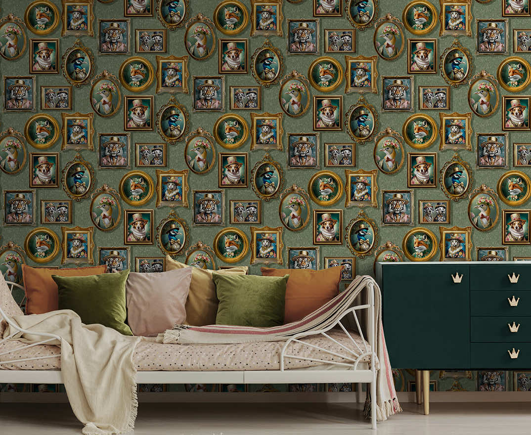 Holden Regal Beasts Wallpaper - Sage - Holden Décor - 13792 - Premier Wallcovering