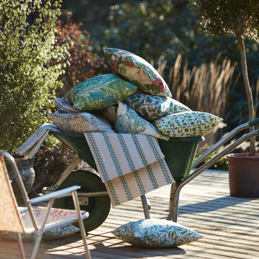 Holland Park Stripe Outdoor Fabric - Sage/Linen - Morris & Co - 227118 - Premier Wallcovering