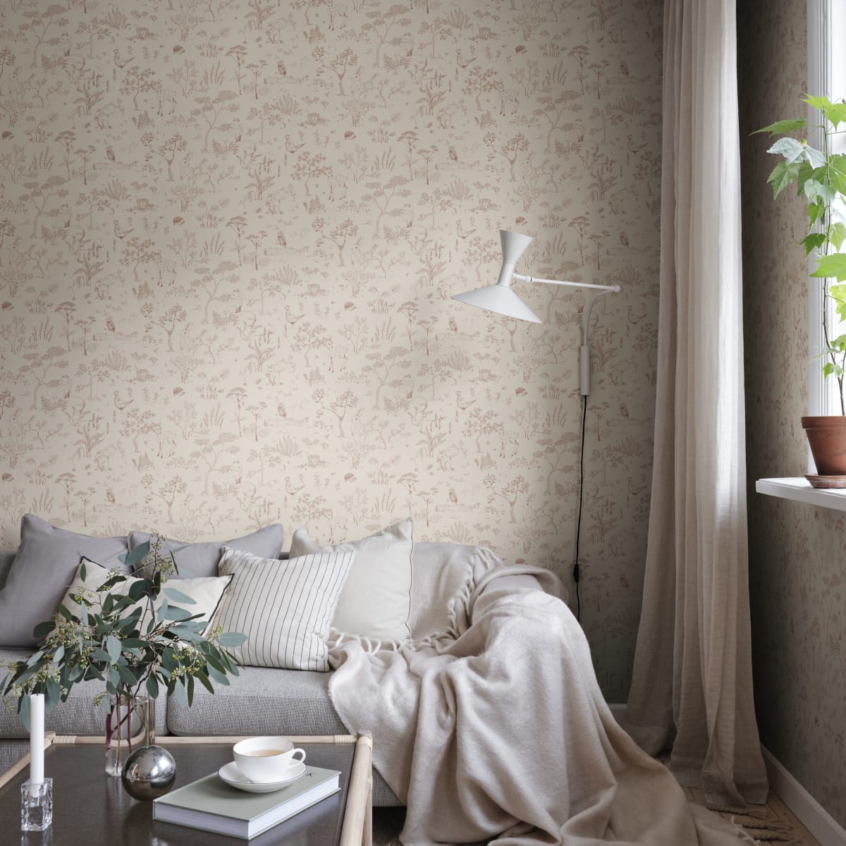 Hollie Wallpaper - Terracotta - Sandberg - S10641 - Premier Wallcovering