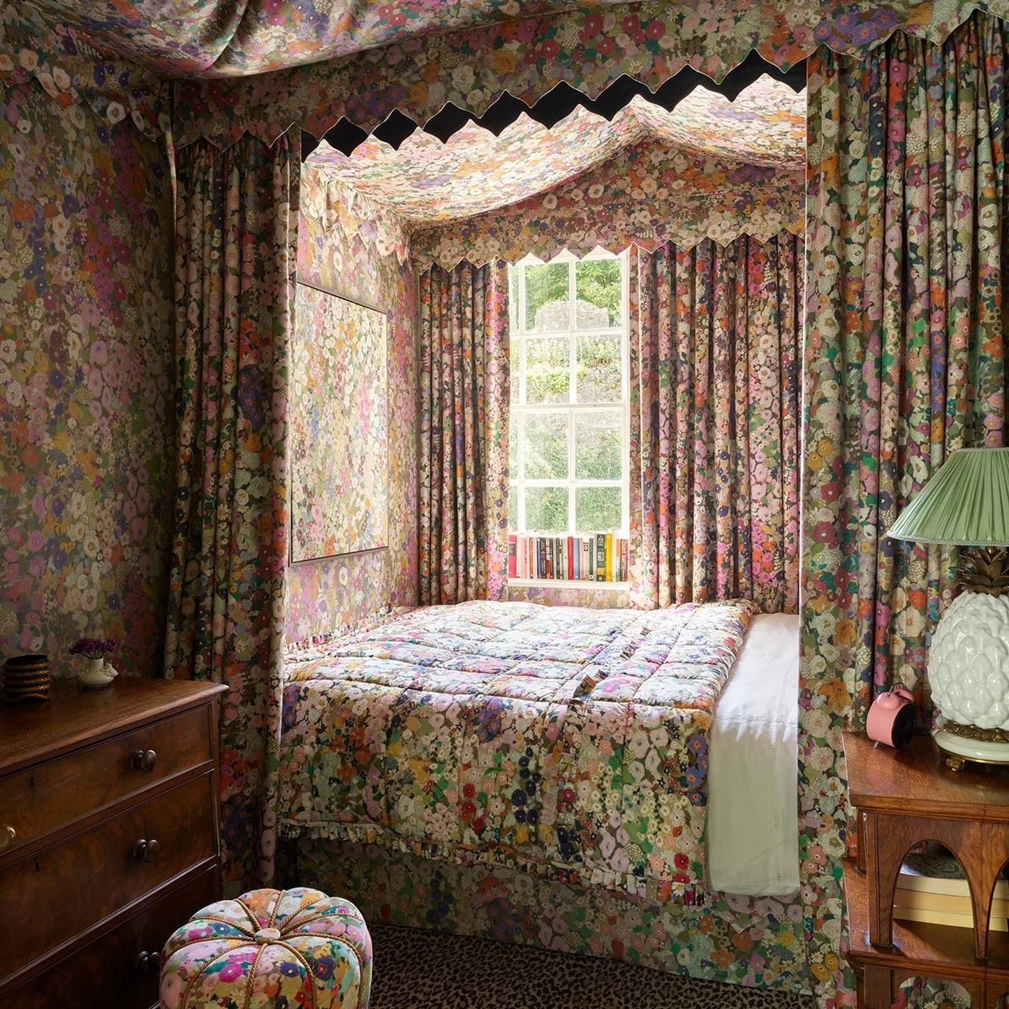 Hollyhocks Cotton Linen Fabric - Spring - House of Hackney - 1-FA-HOL-CL-SPR-XXX-XXX - Premier Wallcovering