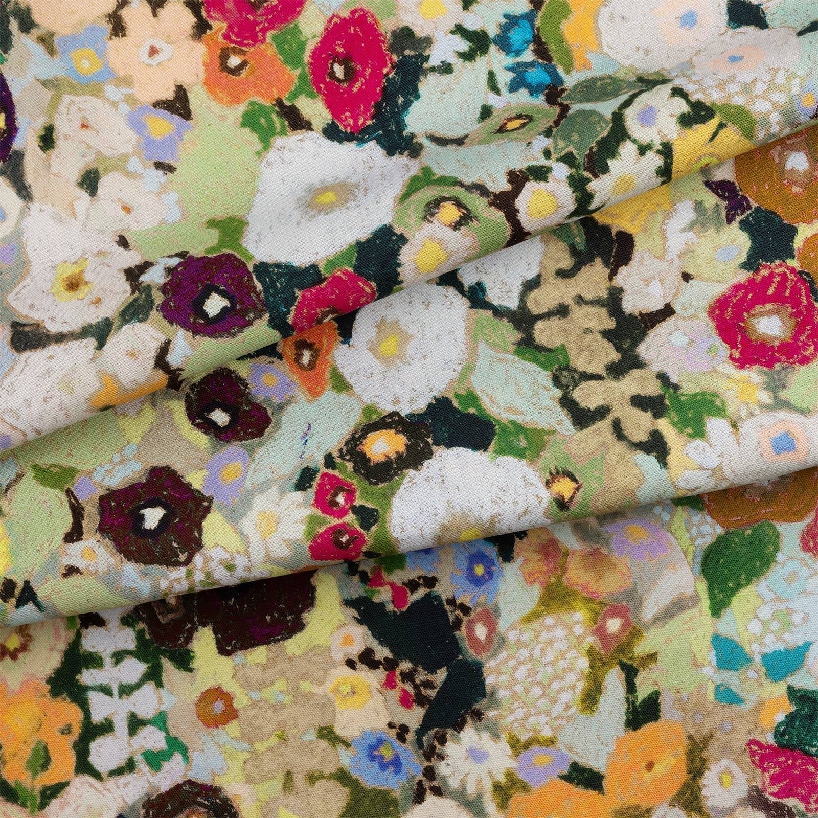 Hollyhocks Cotton Linen Fabric - Summer - House of Hackney - 1-FA-HOL-CL-SUM-XXX-XXX - Premier Wallcovering