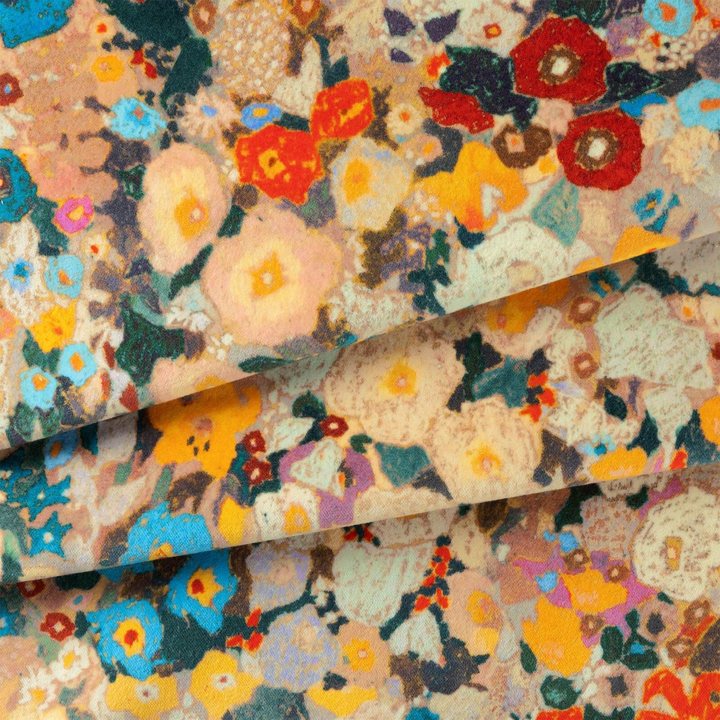 Hollyhocks Organic Velvet Fabric - Autumn - House of Hackney - 1-FA-HOL-OV-AUT-XXX-XXX - Premier Wallcovering
