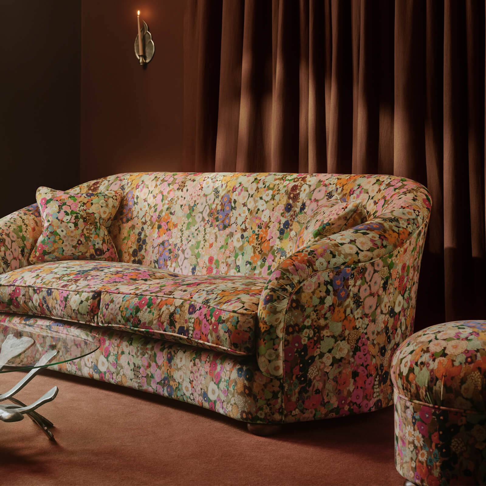 Hollyhocks Organic Velvet Fabric - Spring - House of Hackney - 1-FA-HOL-OV-SPR-XXX-XXX - Premier Wallcovering