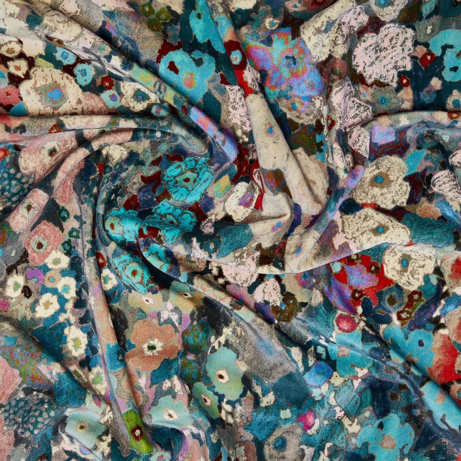 Hollyhocks Velvet Fabric -  Winter - House of Hackney - 1-FA-HOL-VE-WIT-XXX-XXX - Premier Wallcovering