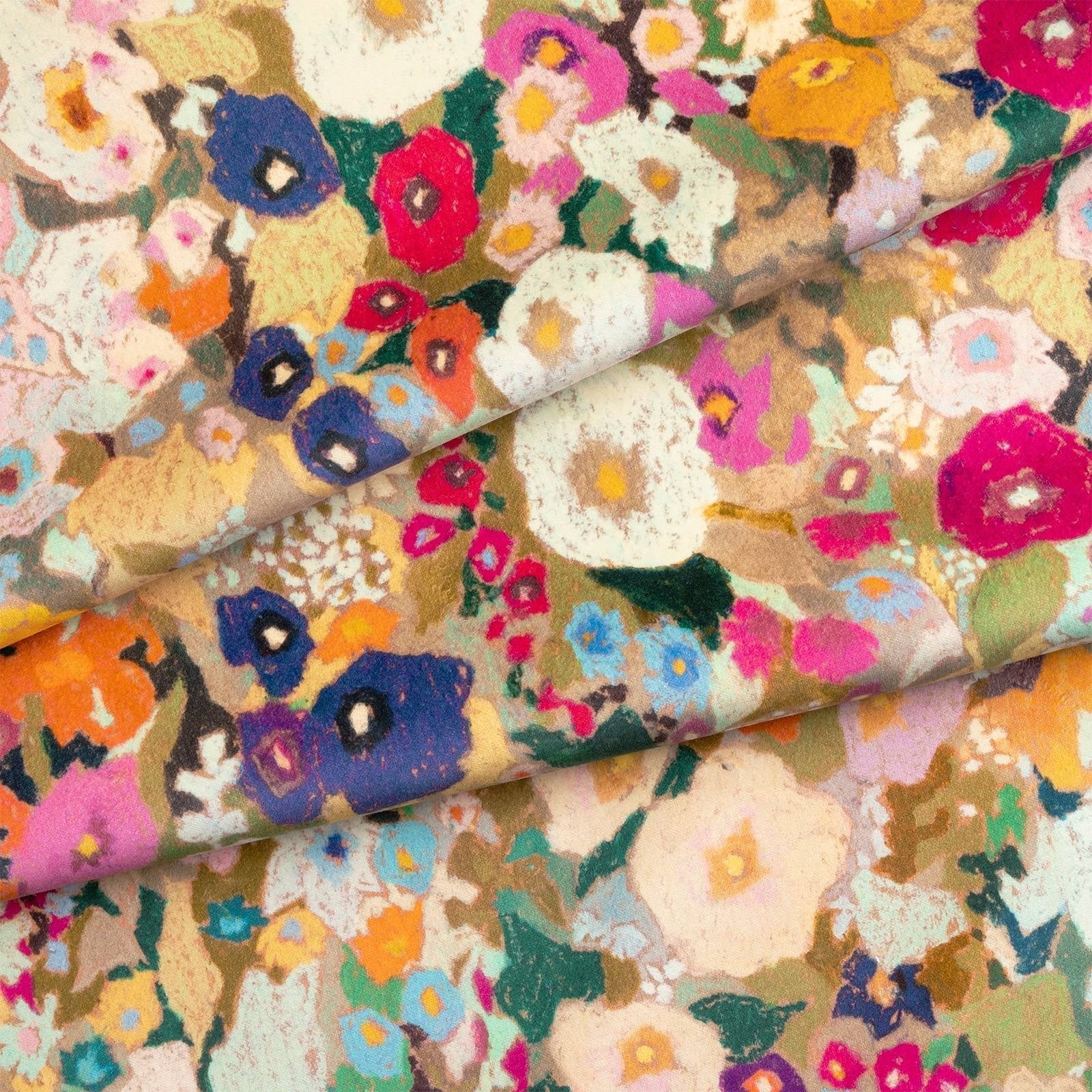 Hollyhocks Velvet Fabric -  Spring - House of Hackney - 1-FA-HOL-VE-SPR-XXX-XXX - Premier Wallcovering