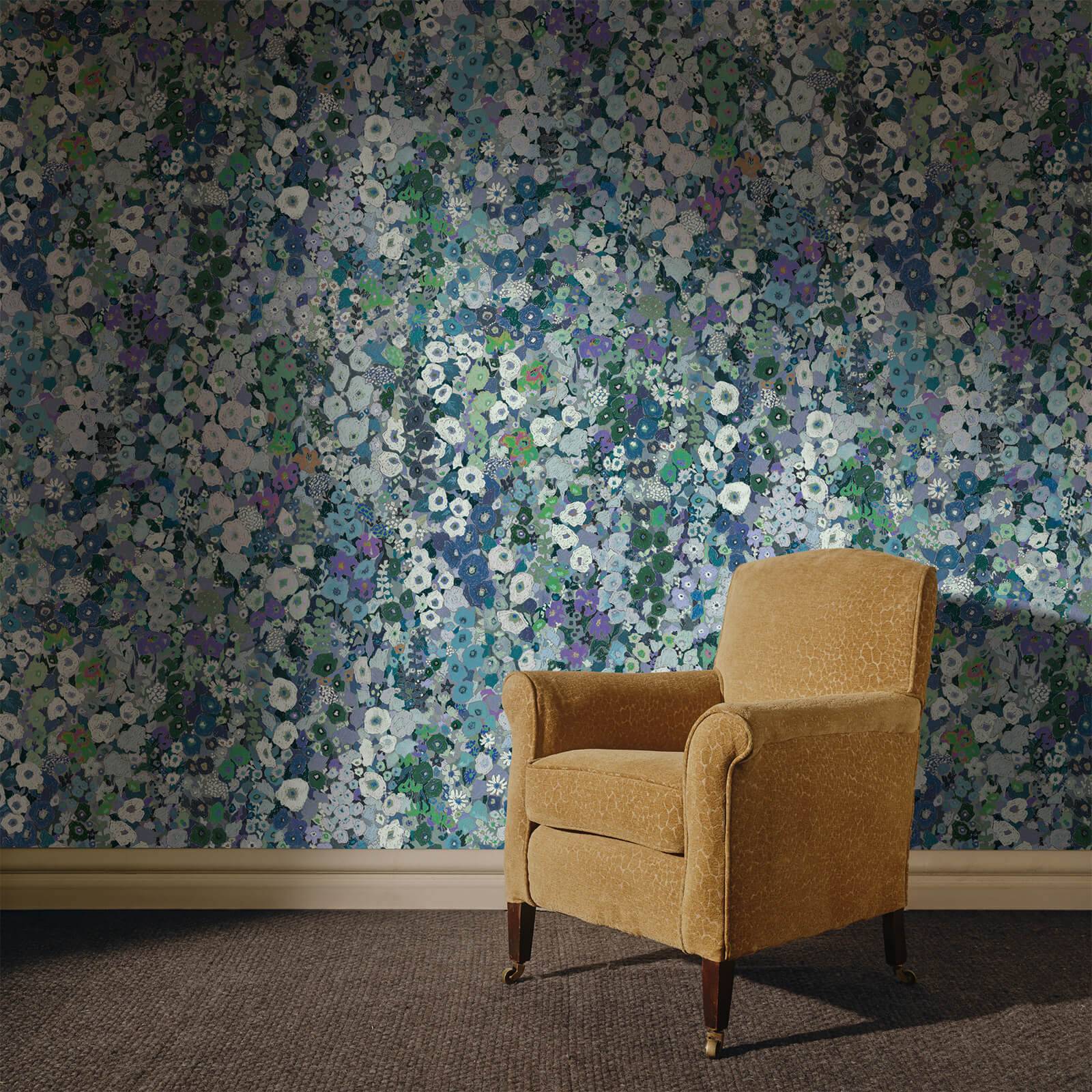 Hollyhocks Wallpaper - Dew - House of Hackney - 1-WA-HOL-DI-DEW-XXX - Premier Wallcovering