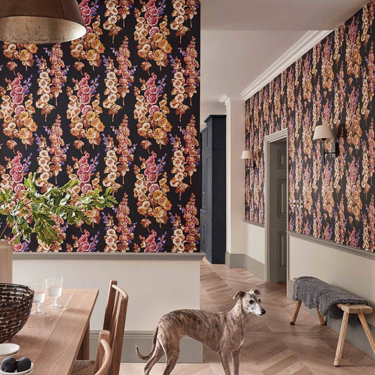 Hollyhocks Wallpaper - Copper/Rhodera - DOSW217032 - Sanderson - Premier Wallcovering