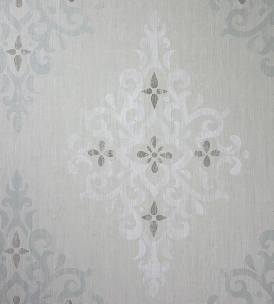 Holmwood Wallpaper - Aqua/White - Nina Campbell - NCW4120 - 01 - Premier Wallcovering