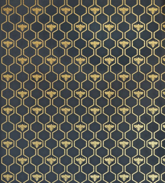 Honey Bees Wallpaper - Gold on Charcoal - BG0700201 - Barneby Gates - Premier Wallcovering