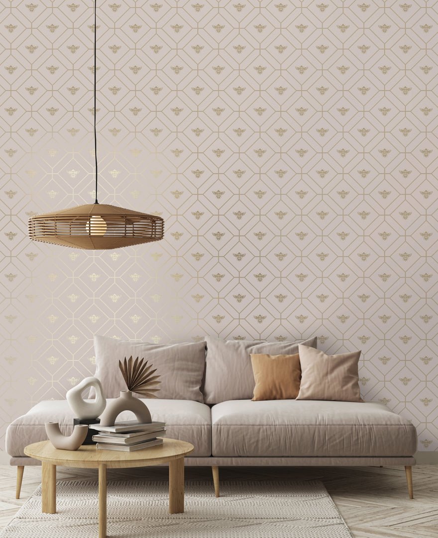 Honeycomb Bee Wallpaper - Pink - Holden Décor - 13083 - Premier Wallcovering
