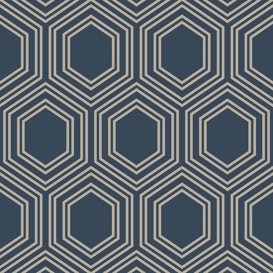 Honeycomb Geo Wallpaper - Navy - Next - 120198 - Premier Wallcovering