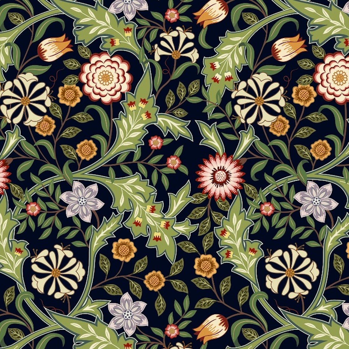 Morris Collections - 1124 - 1 - Honeysuckle & Amaris Wallpaper - Shades of Night - Premier Wallcovering