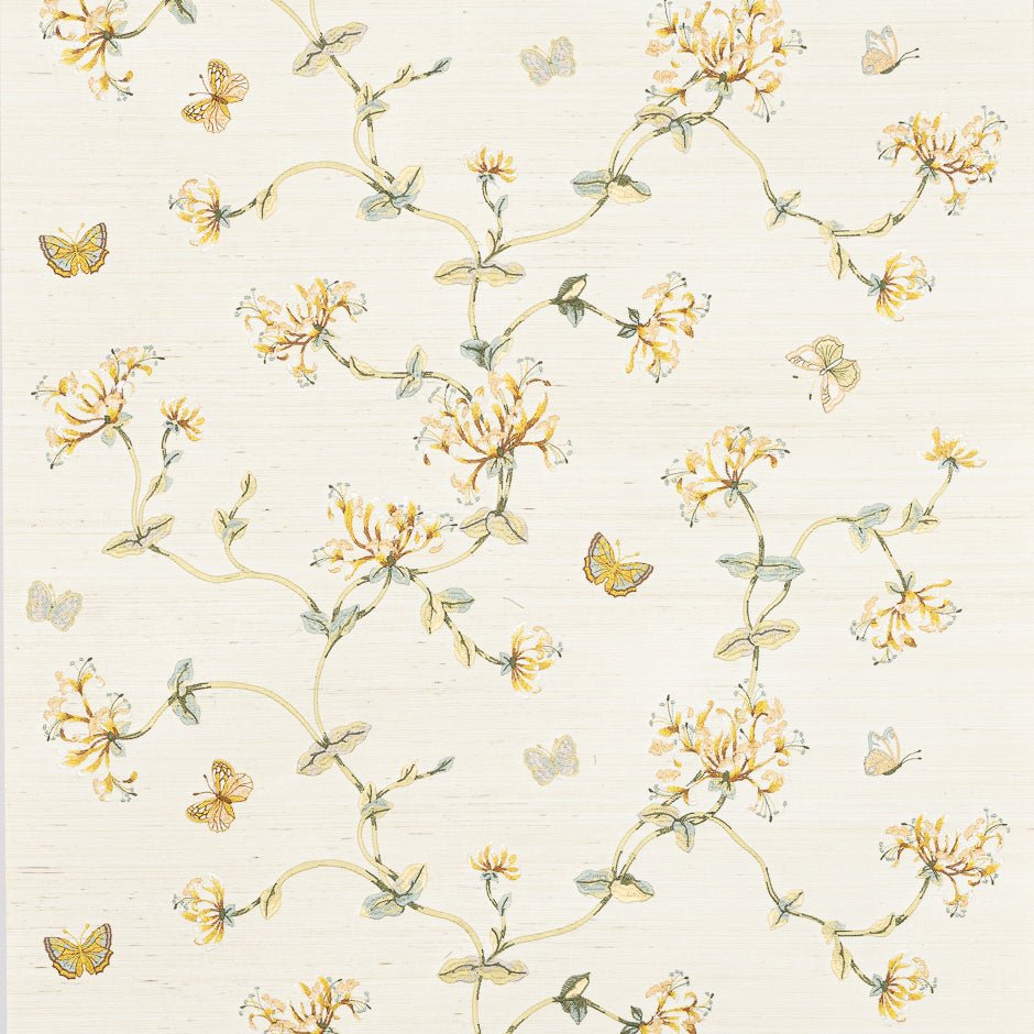 Honeysuckle Garden Sisal Wallpaper - Gold/Leaf - Colefax & Fowler - W7032-01 - Premier Wallcovering