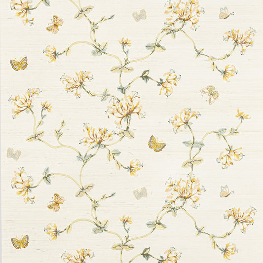 Honeysuckle Garden Sisal Wallpaper - Gold/Leaf - Colefax & Fowler - W7032-01 - Premier Wallcovering