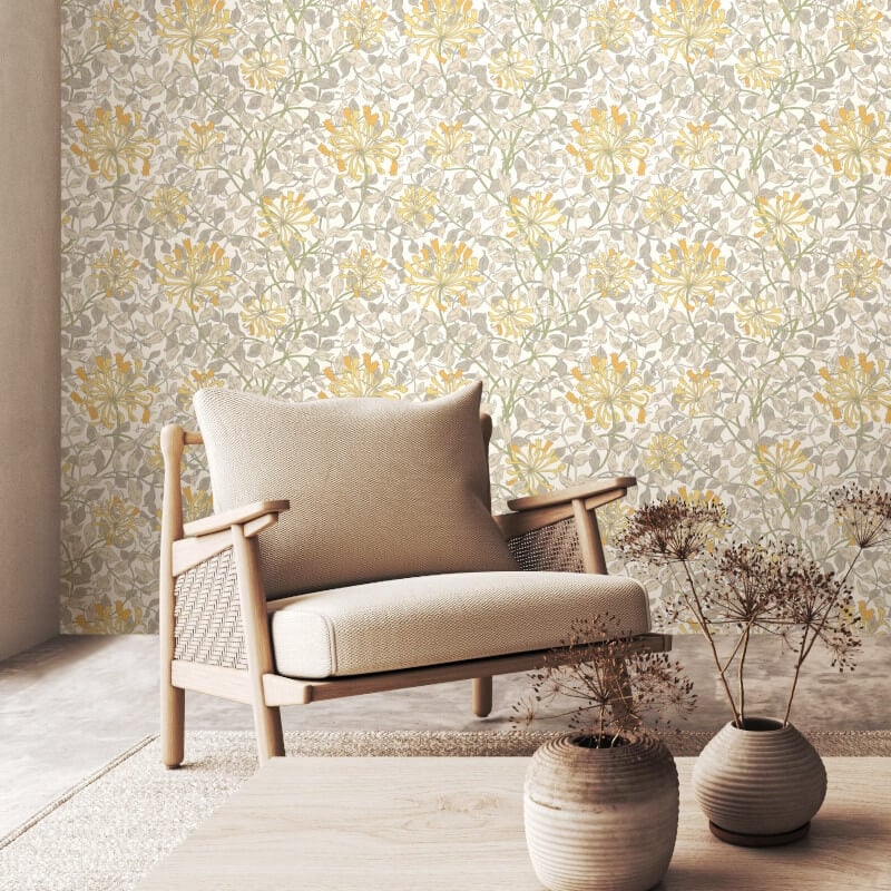 Honeysuckle Leaf Trail Wallpaper - Warm Grey - Hoopla Walls - HWA1079W - Premier Wallcovering