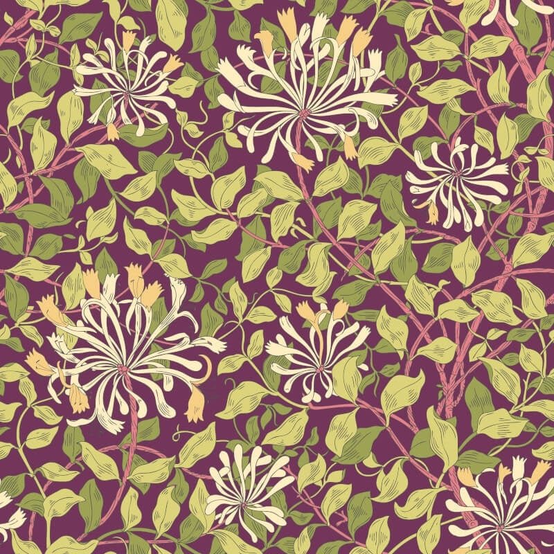Honeysuckle Leaf Trail Wallpaper - Aubergine - Hoopla Walls - HWA1084W - Premier Wallcovering