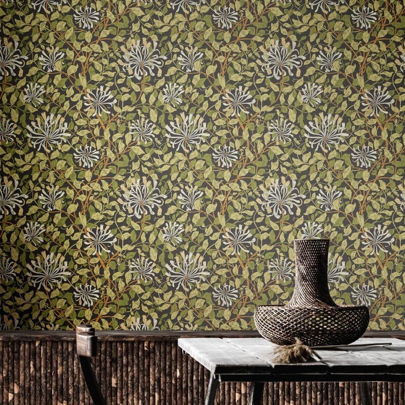 Honeysuckle Leaf Trail Wallpaper - Chalkboard - Hoopla Walls - HWA1086W - Premier Wallcovering