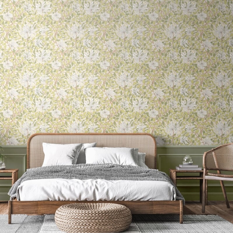 Honeysuckle Leaf Trail Wallpaper - Stone/Natural - Hoopla Walls - HWA1078W - Premier Wallcovering