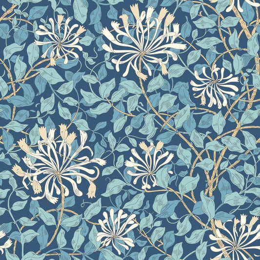 Honeysuckle Leaf Trail Wallpaper - Navy Blue - Hoopla Walls - HWA1083W - Premier Wallcovering